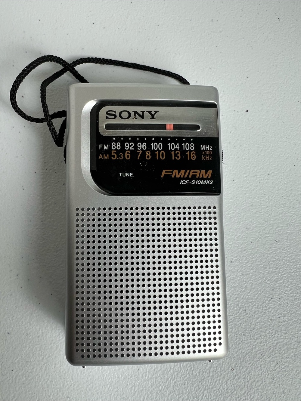 Sony Silver Portable AM/FM Pocket Radio ICF-S10MK2
